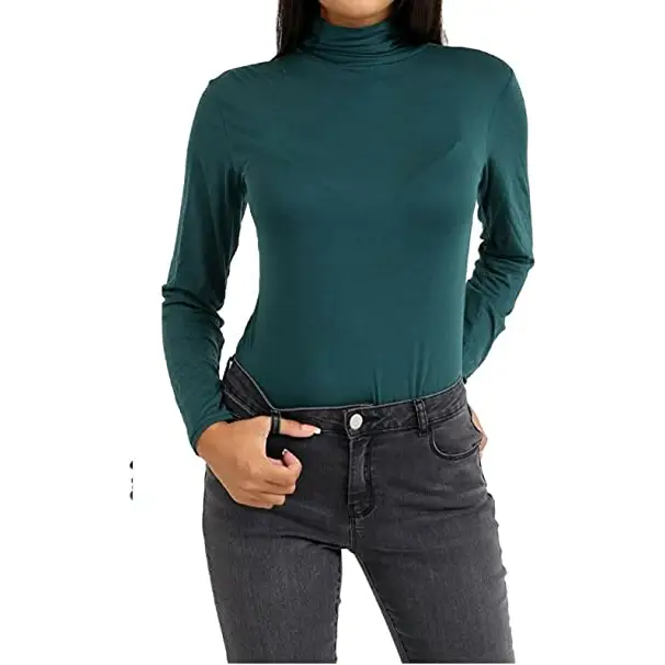 Ladies Polo Roll Neck Long Sleeve Turtle Neck Plain Jumpers