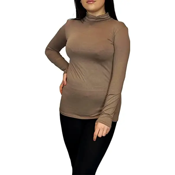 Ladies Polo Roll Neck Long Sleeve Turtle Neck Plain Jumpers