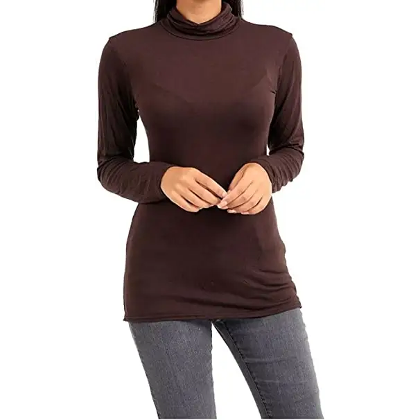 Ladies Polo Roll Neck Long Sleeve Turtle Neck Plain Jumpers