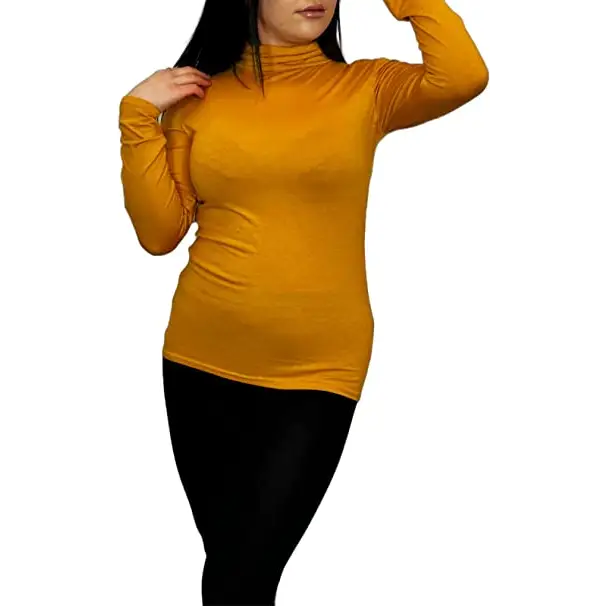 Ladies Polo Roll Neck Long Sleeve Turtle Neck Plain Jumpers