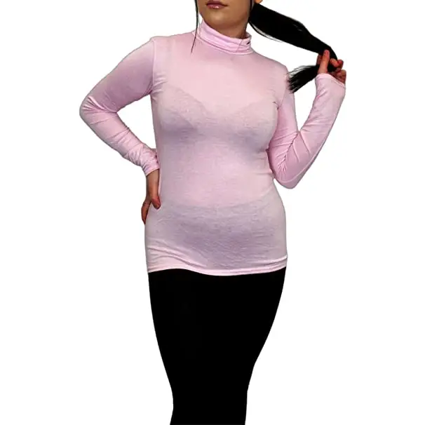 Ladies Polo Roll Neck Long Sleeve Turtle Neck Plain Jumpers