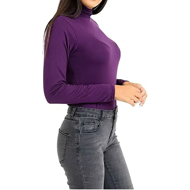 Ladies Polo Roll Neck Long Sleeve Turtle Neck Plain Jumpers