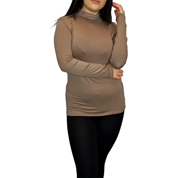 Ladies Polo Roll Neck Long Sleeve Turtle Neck Plain Jumpers