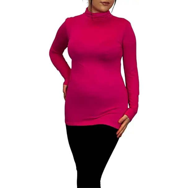 Ladies Polo Roll Neck Long Sleeve Turtle Neck Plain Jumpers