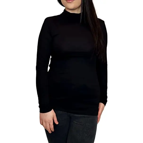 Ladies Polo Roll Neck Long Sleeve Turtle Neck Plain Jumpers