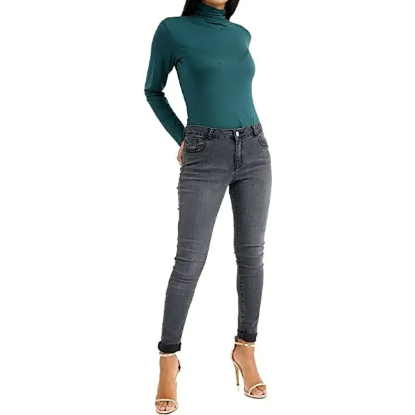 Ladies Polo Roll Neck Long Sleeve Turtle Neck Plain Jumpers