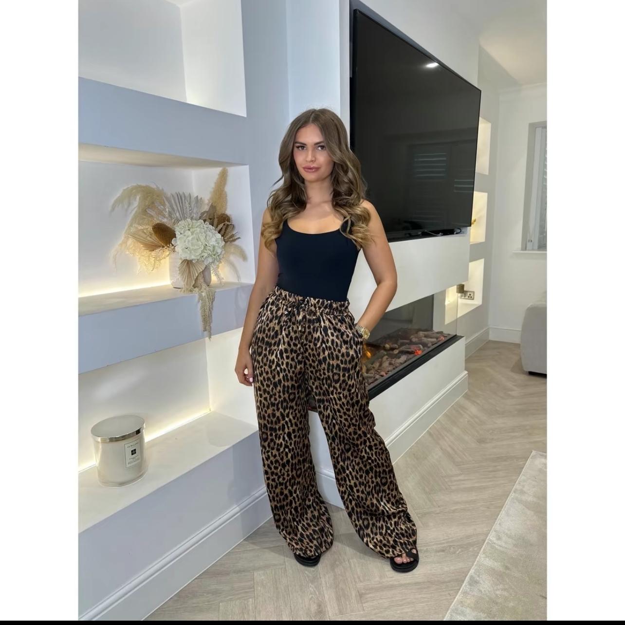 LUXE DIVA Ladies Leopard Animal Print High Waist Bottoms Pants