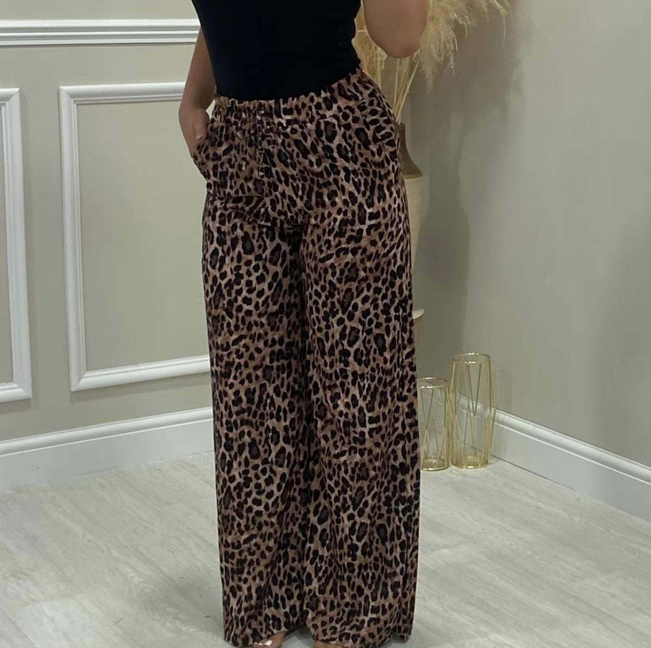 LUXE DIVA Ladies Leopard Animal Print High Waist Bottoms Pants