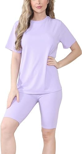 Ladies Ribbed Cycling Shorts  Oversized T-Shirt An Active Gym Co Ord Set