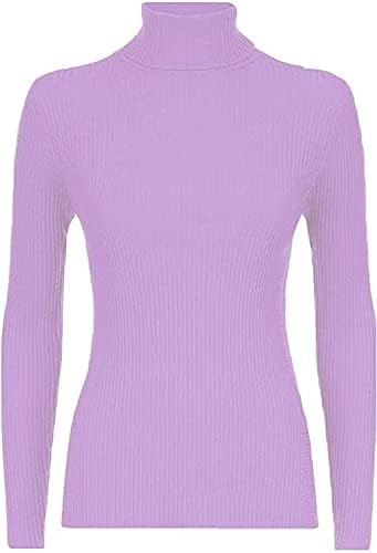 LUXE DIVA Women Ladies Ribbed Stretch Polo Turtle Neck Rib Top Jumper UK Size S/M-XXXL