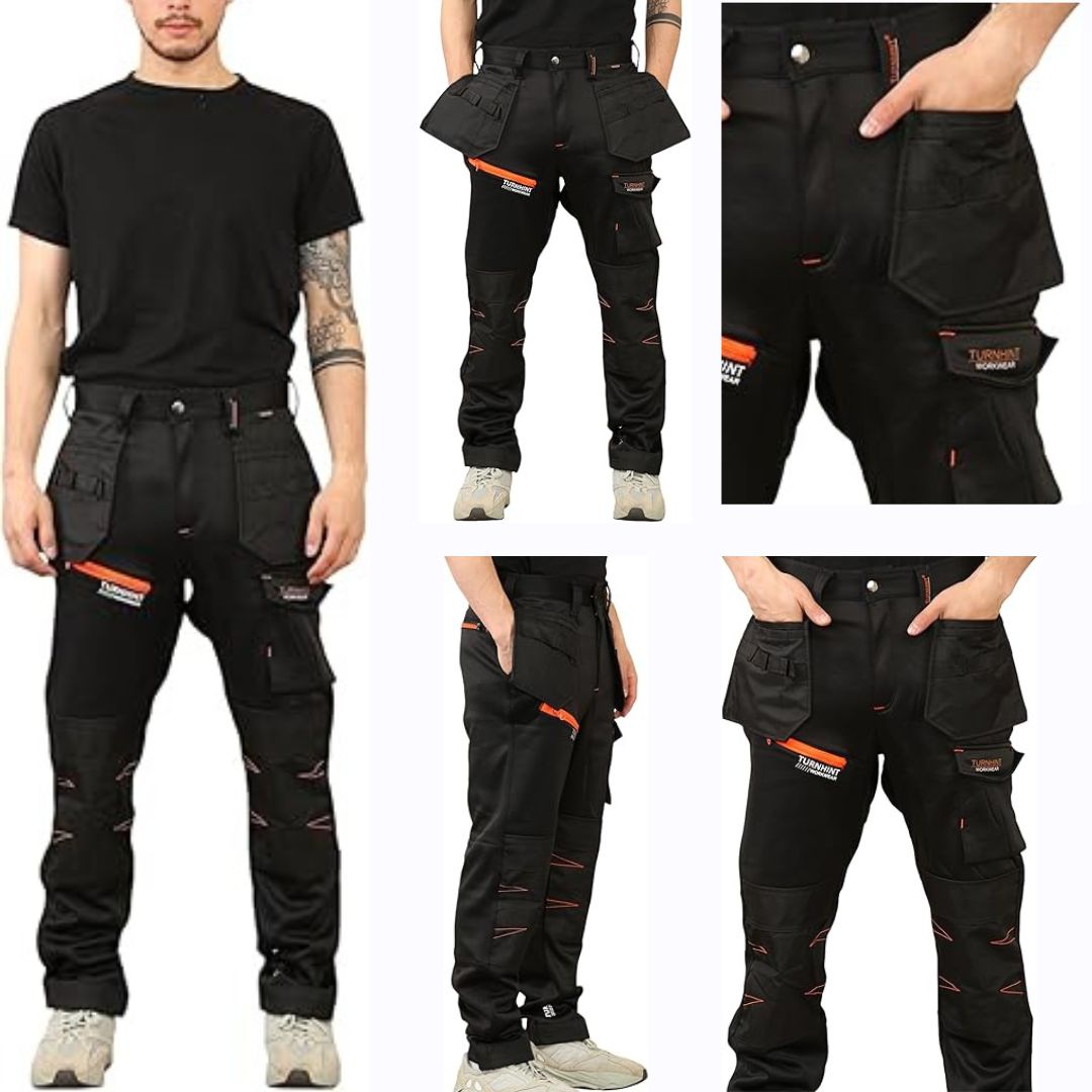 LUXE DIVA Men's Waterproof Softshell Cargo Trouser with Multi Zip Pockets Durable Safety Outdoor Work Wear Bottom Pants