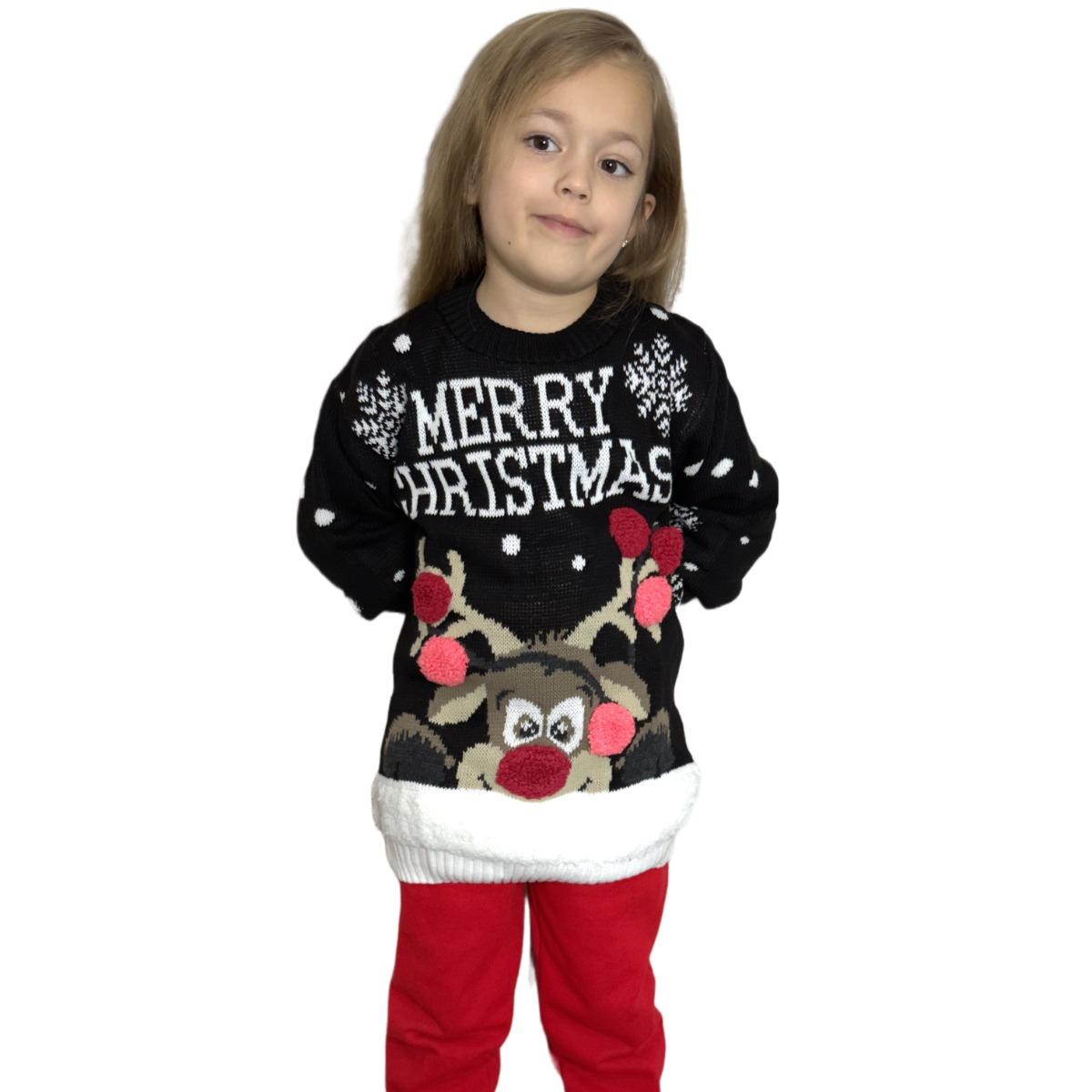 Kids Boys Girls Children Unisex XMAS Christmas Jumpers Knitted Reindeer Rudolph