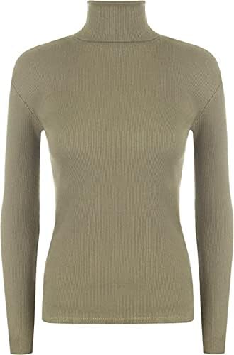 LUXE DIVA Women Ladies Ribbed Stretch Polo Turtle Neck Rib Top Jumper UK Size S/M-XXXL