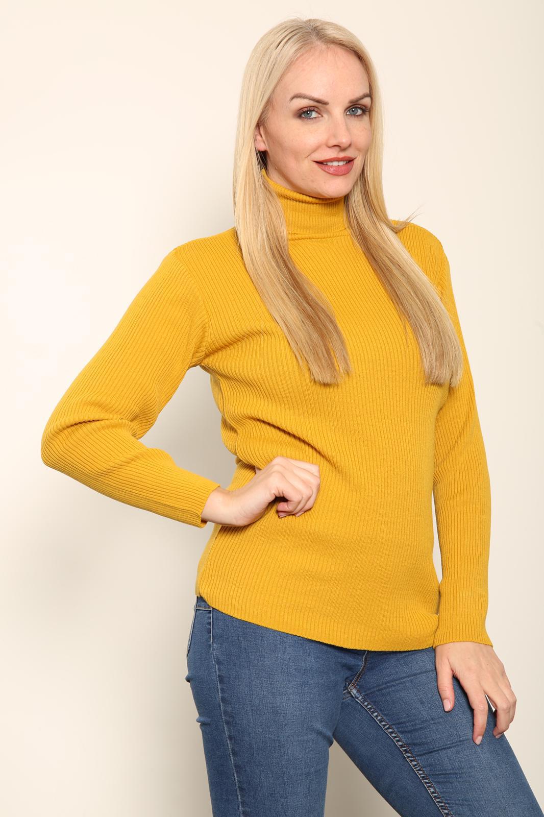 LUXE DIVA LADIES KNITTED POLO NECK JUMPER REMEL LABEL ( merry gold ) SUPER STRECH FINE KNIT POLO NECK