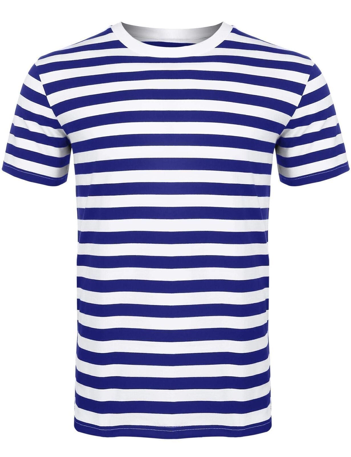 MEN WOMEN'S STRIPED T-SHIRT UNISEX CREW NECK SHORT SLEEVE CASUAL SUMMER TOP UK SIZES S-2XL