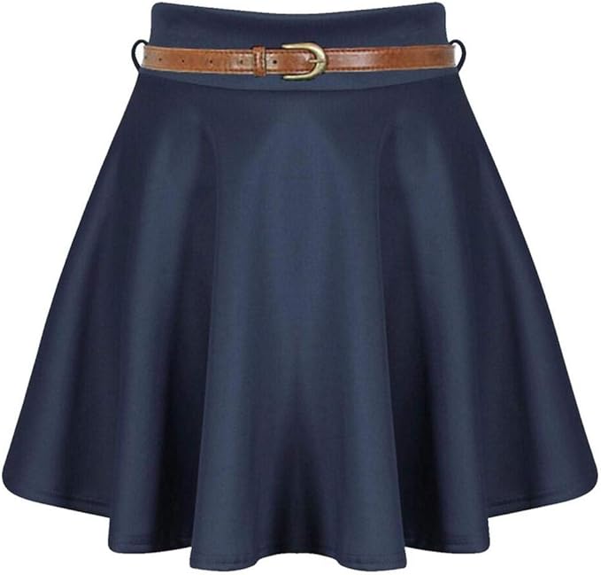 LUXE DIVA Womens Plus Belted Skater Skirt Ladies Short Flared Flippy Ponte Mini Party Skirt 6-20