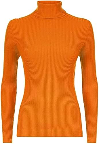 LUXE DIVA Women Ladies Ribbed Stretch Polo Turtle Neck Rib Top Jumper UK Size S/M-XXXL