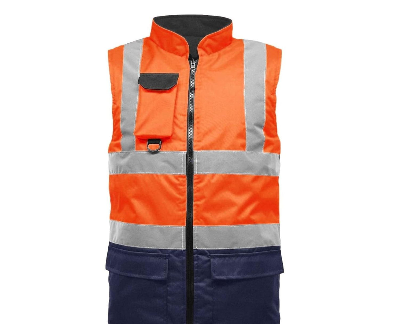 LUXE DIVA Hi Viz Bodywarmer Reversible Fleece Lined High Visibility Gilet Hi Vis Reflective Waterproof Workwear Padded Vest Security Safety Wear Warm Waistcoat