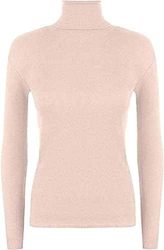 LUXE DIVA Women Ladies Ribbed Stretch Polo Turtle Neck Rib Top Jumper UK Size S/M-XXXL