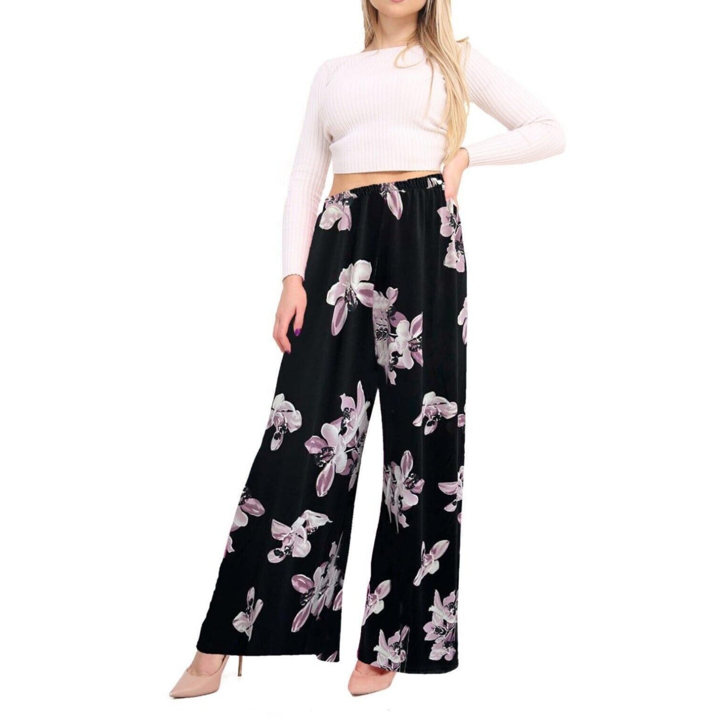 Printed Elasticated Full Length Casual Summer Pant Palazzo Trouser Ladies Women