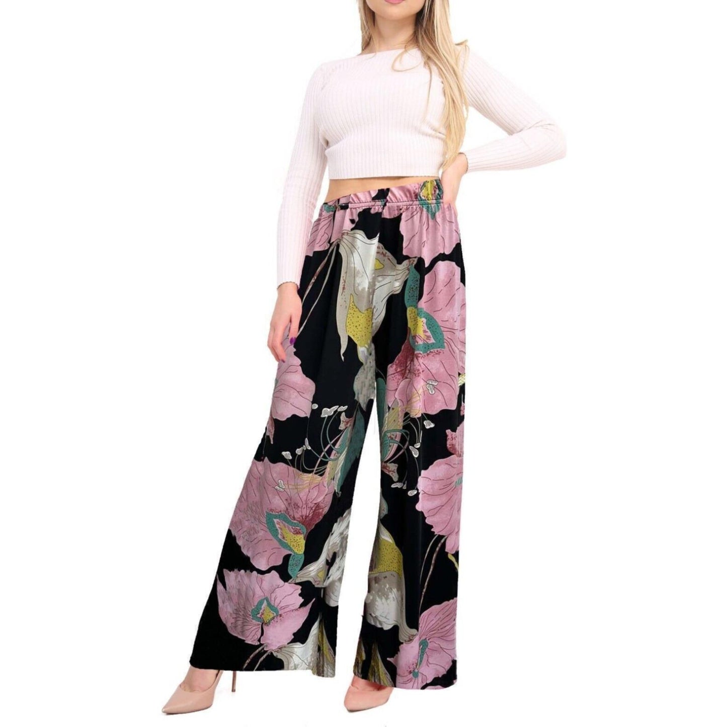 Printed Elasticated Full Length Casual Summer Pant Palazzo Trouser Ladies Women