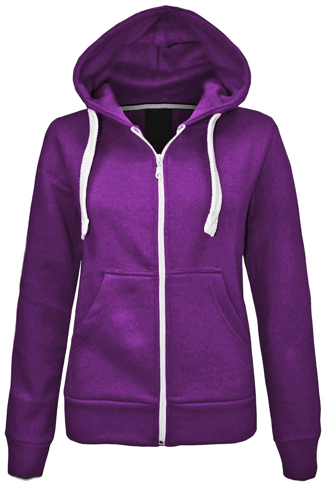 Ladies Plain Colour Hoodie Womens Fleece Hooded Top Zip Zipper Hoodie Sweatshirt Available in 22 Colours Plus Sizes 2XL-5XL