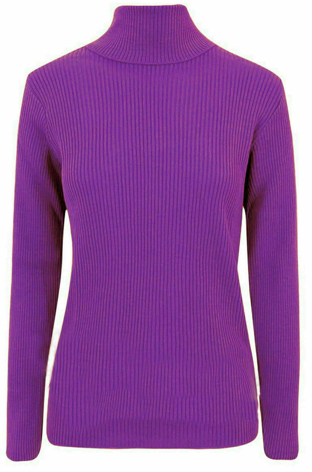 Plus Size Ladies High Polo Roll Neck Long Sleeve Ribbed Knitted Jumper Sweater