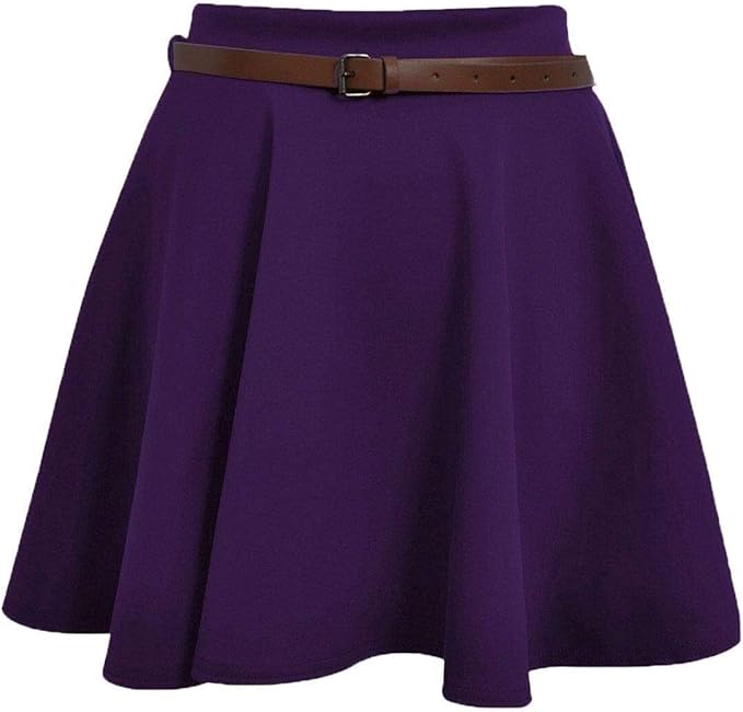 LUXE DIVA Womens Plus Belted Skater Skirt Ladies Short Flared Flippy Ponte Mini Party Skirt 6-20