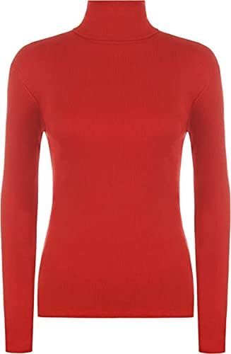 LUXE DIVA Women Ladies Ribbed Stretch Polo Turtle Neck Rib Top Jumper UK Size S/M-XXXL