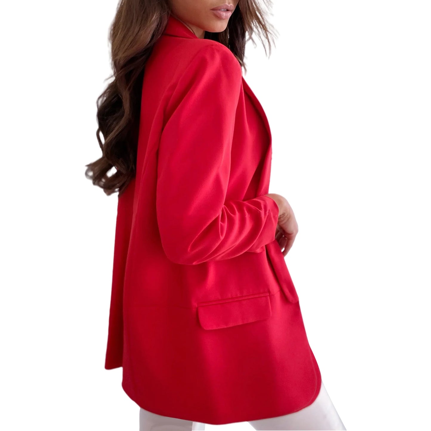 LUXEDIVA Womens Ruched Sleeve Blazer Collared Casual Formal Lined Jacket Ladies Top