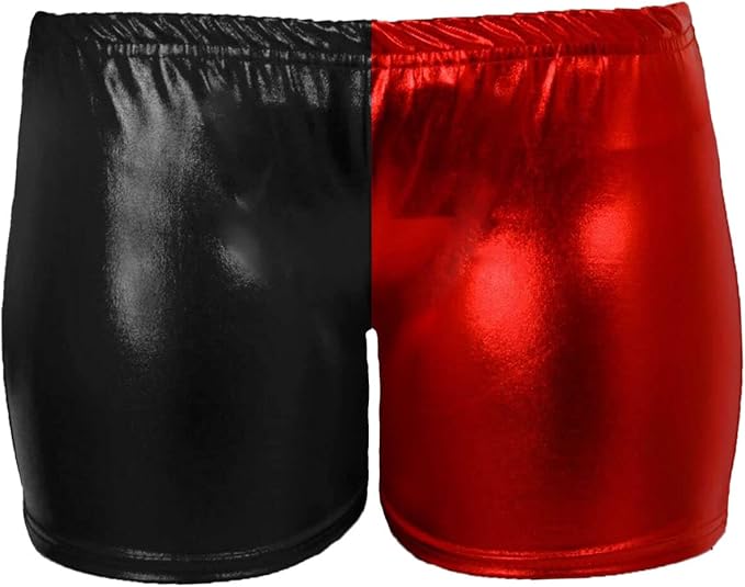 LUXE DIVA Womens Metallic Wet Look Hot Pants Womens Red Blue Shiny Halloween Summer Fancy Party Disco Wet Look Shorts