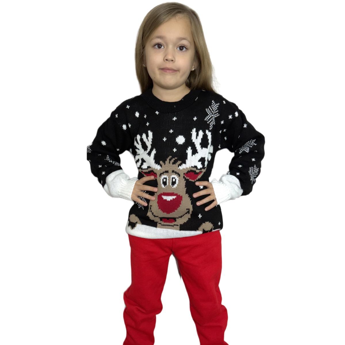 Kids Boys Girls Children Unisex XMAS Christmas Jumpers Knitted Reindeer Rudolph