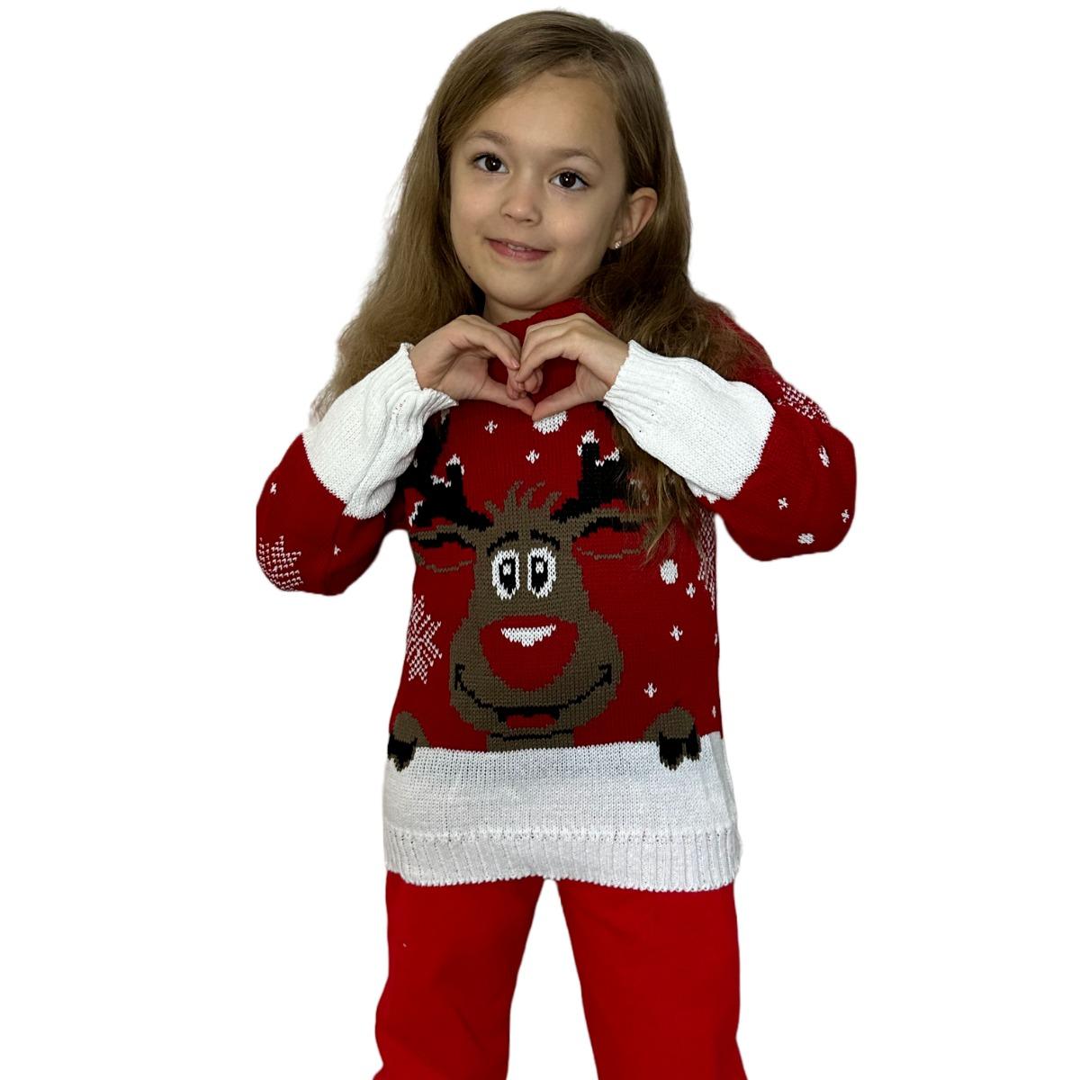 LUXE DIVA Kids Boys Girls Children Unisex XMAS Christmas Jumpers Knitted Reindeer Rudolph