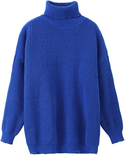 LUXE DIVA Women Chunky Knitted High Polo Roll Neck Baggy Oversized Winter Jumper Dress Top