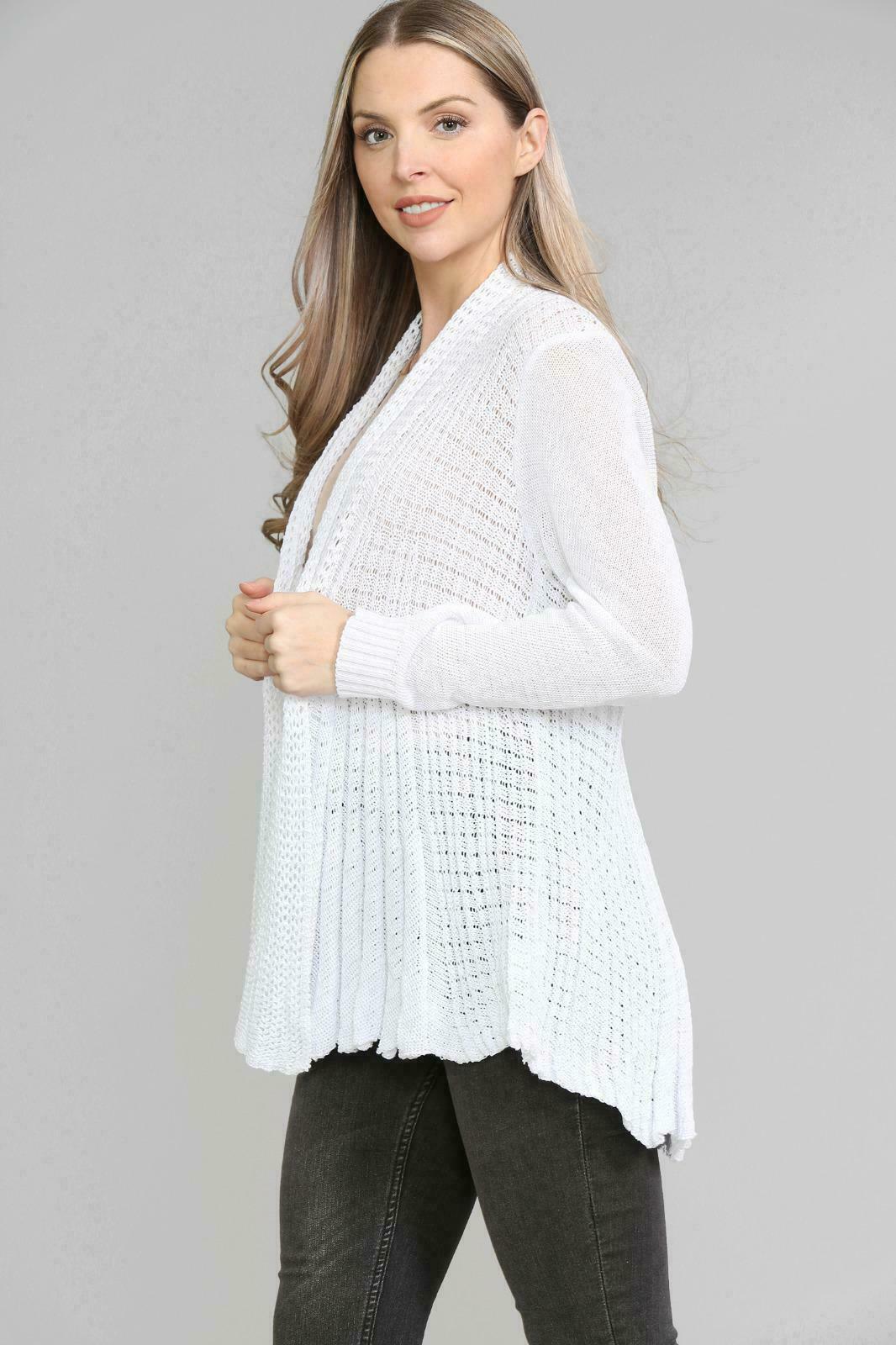 Women's Ladies Knitted Waterfall Boyfriend Cardigans Sweaters Full Sleeves Top Ladies Sexy Short Length Open Knitted Waterfall Cardigan UK Size 8-26