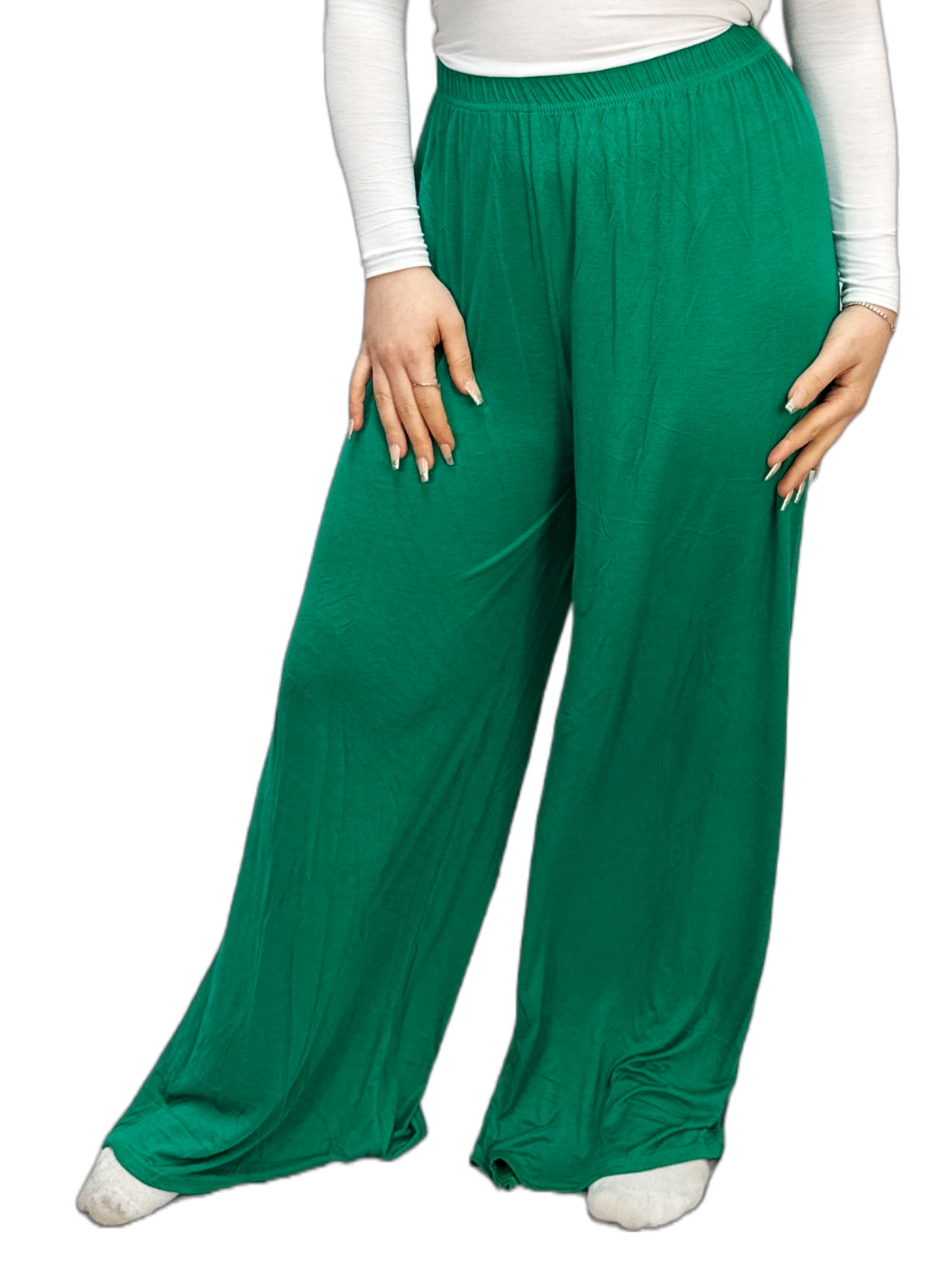 Womens Ladies Plus Size Plain Palazzo Wide Leg Flared Trousers Pants UK 8 TO 26