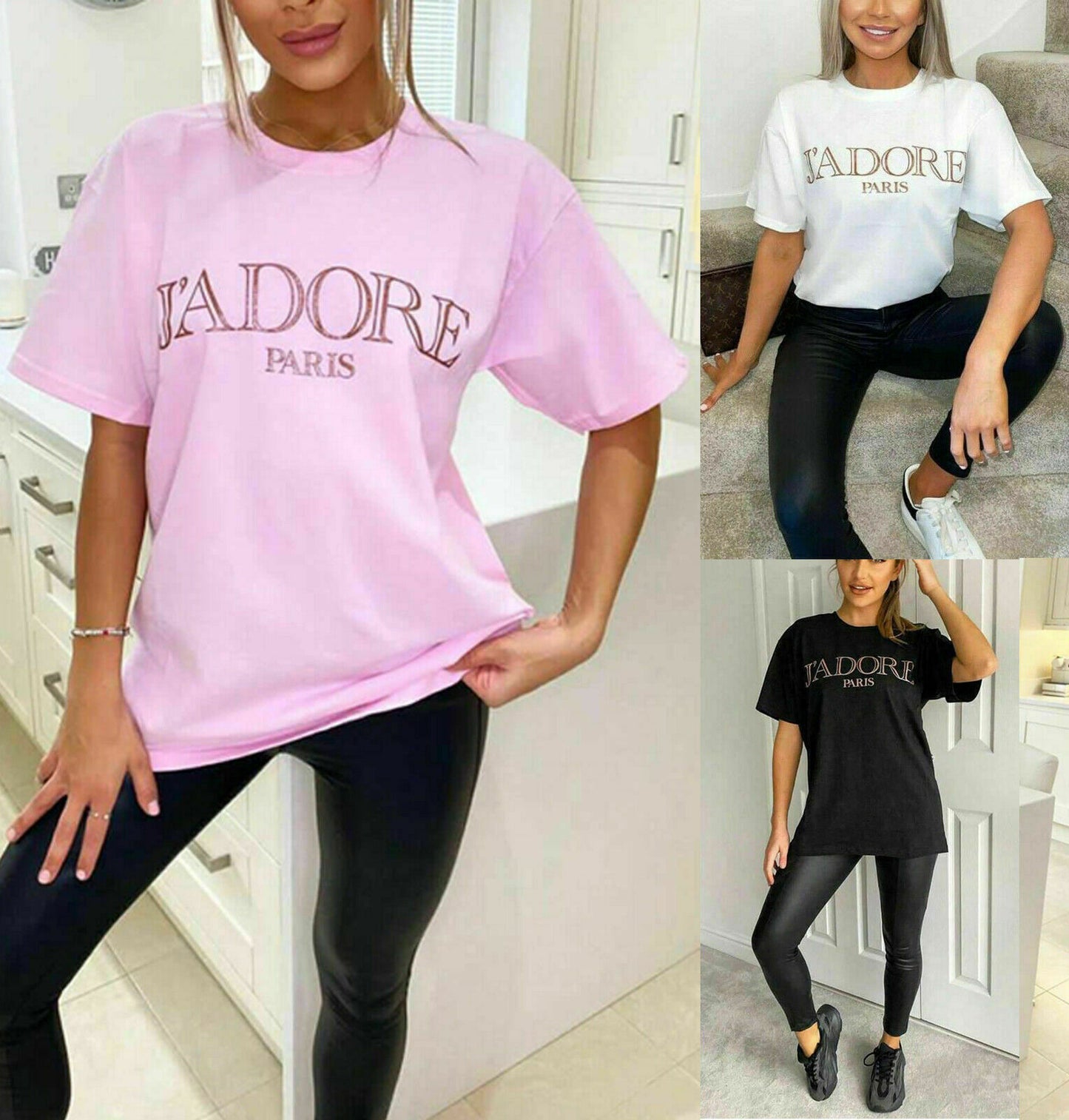 New Oversized Short Sleeve Ladies T- Shirt Top UK