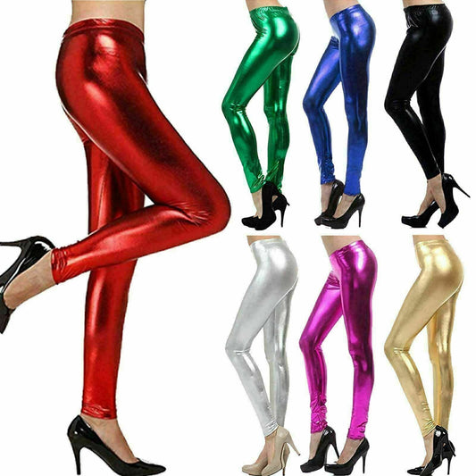 New Ladies Sexy Shiny Wet Look Leggings Full Length cloths pants