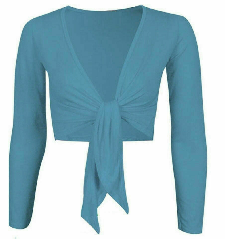 Women Tie Up Crop Shrug Wrap Bolero Ladies Cardigan Top Size