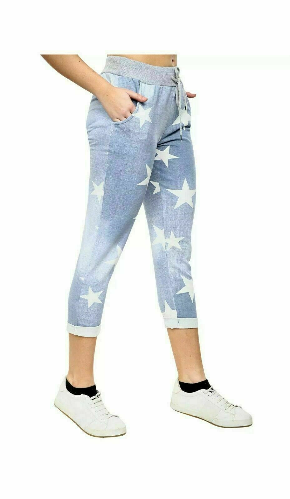 Women Joggers Italian Floral Print Trousers Casual Jogging Bottoms Ladies Pants