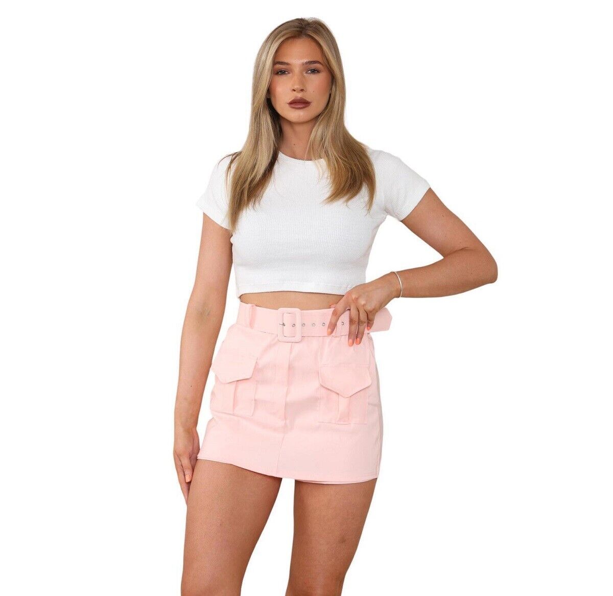 Cargo Skort Summer Short Belted And Pockets Viral Skirt New Ladies High Waisted