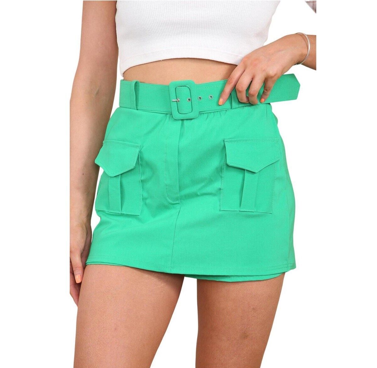 Cargo Skort Summer Short Belted And Pockets Viral Skirt New Ladies High Waisted