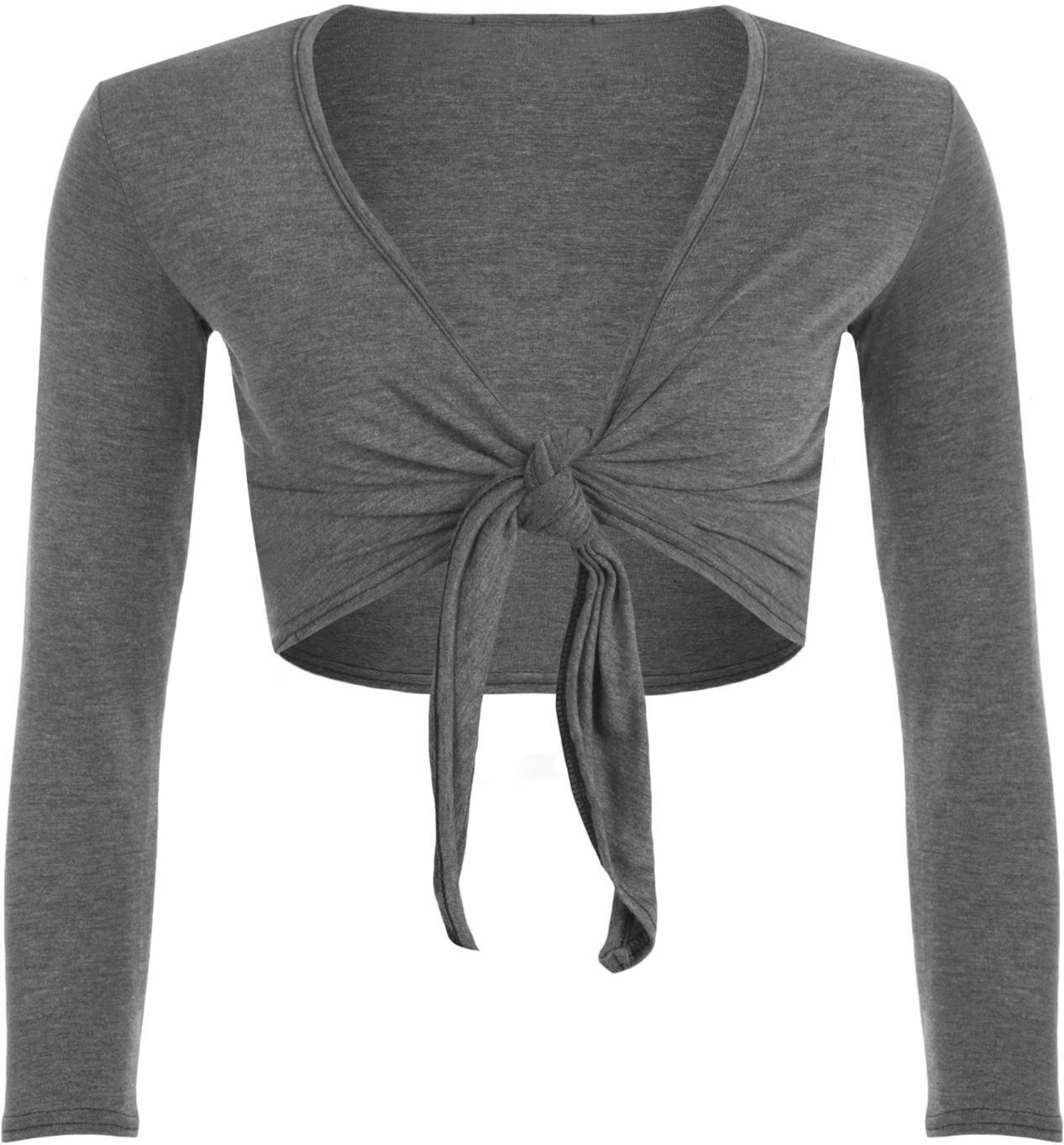 Women Tie Up Crop Shrug Wrap Bolero Ladies Cardigan Top Size