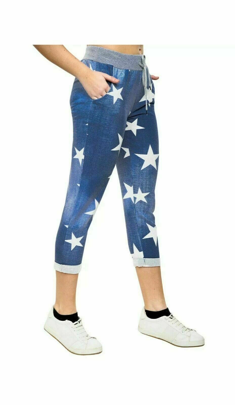 Women Joggers Italian Floral Print Trousers Casual Jogging Bottoms Ladies Pants