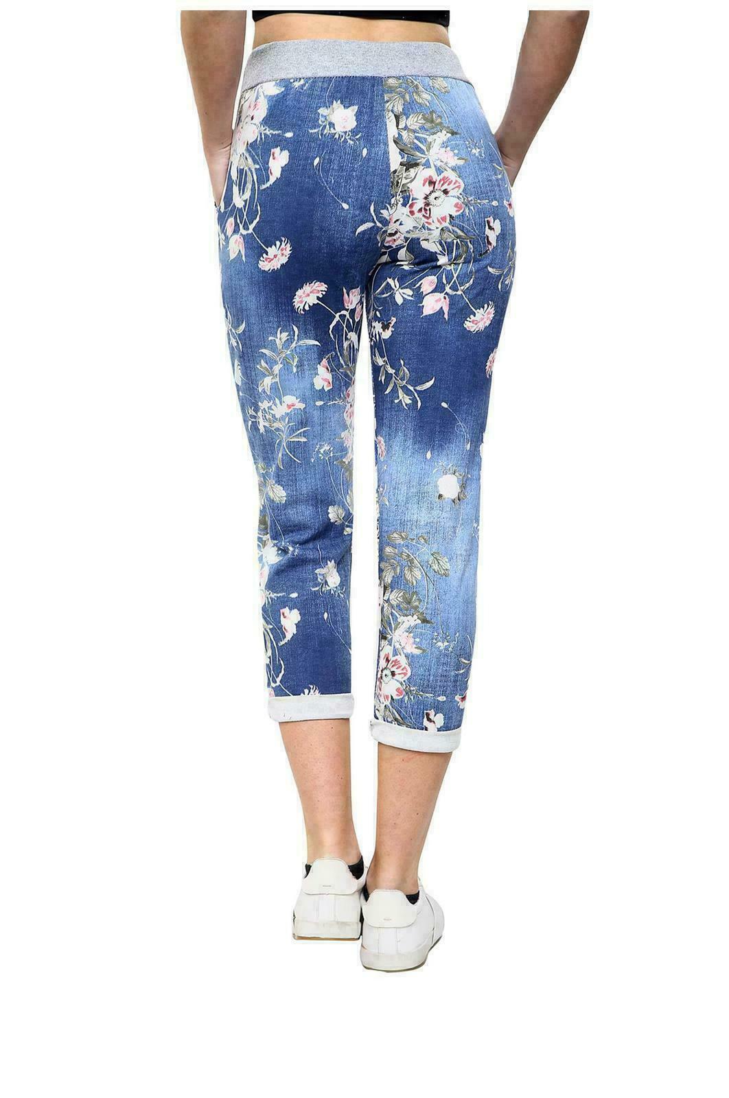 Women Joggers Italian Floral Print Trousers Casual Jogging Bottoms Ladies Pants