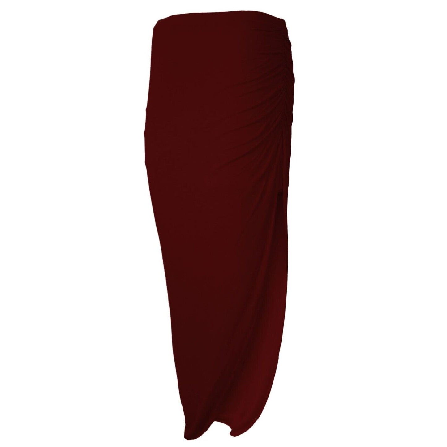 Ladies Ruched Slit Maxi Skirt Plain Stretchy Side Split Summer Party Long Skirt