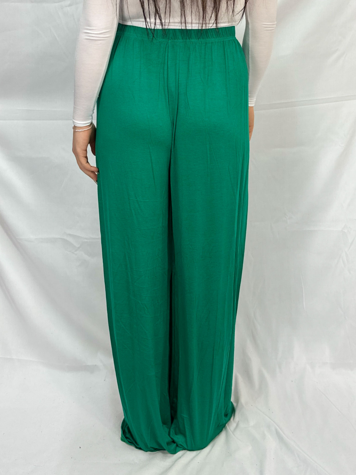 Womens Ladies Plus Size Plain Palazzo Wide Leg Flared Trousers Pants UK 8 TO 26