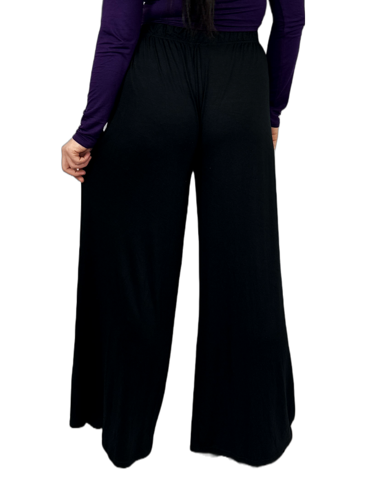 Womens Ladies Plus Size Plain Palazzo Wide Leg Flared Trousers Pants UK 8 TO 26