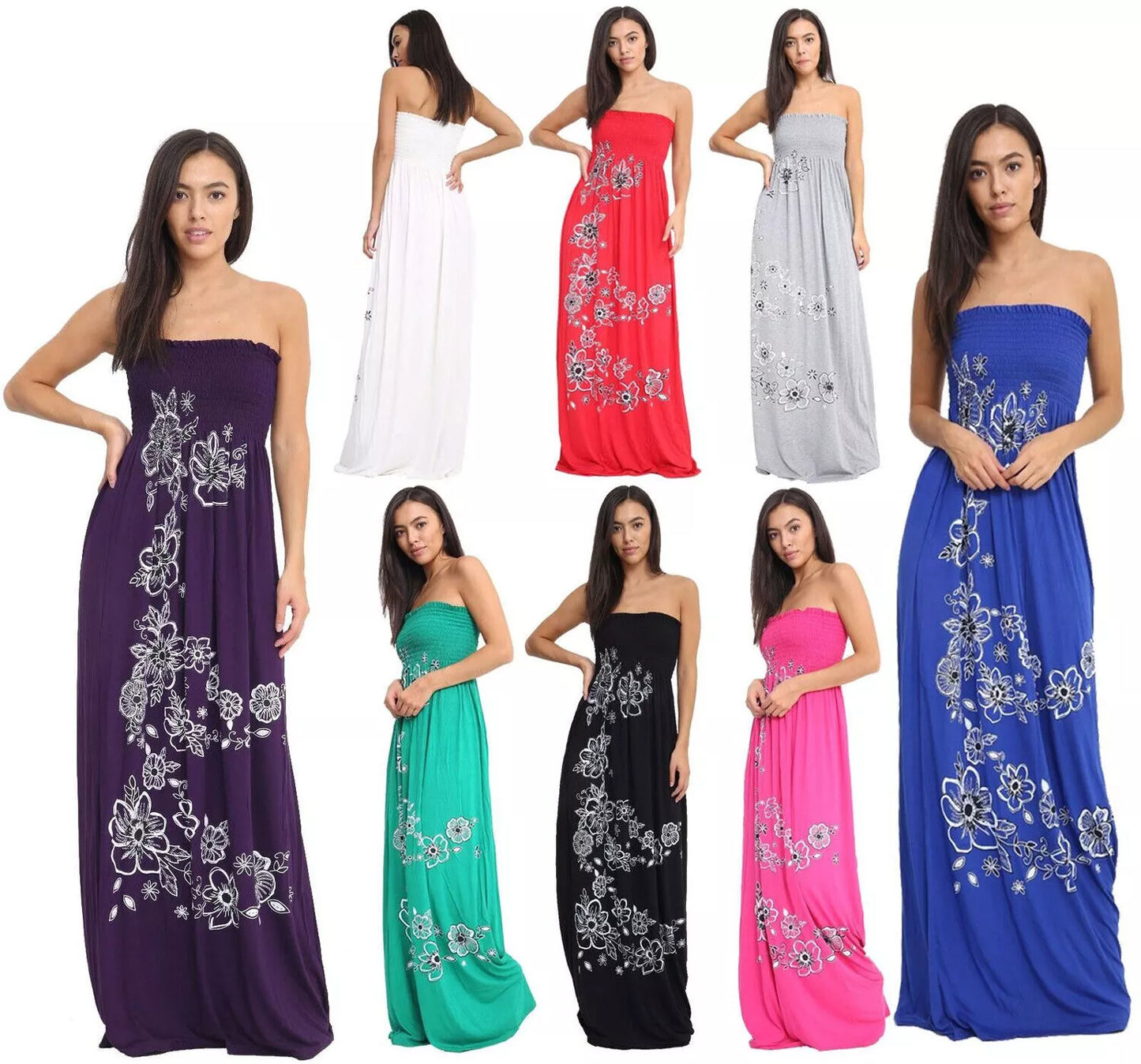 LUXEDIVA Women Chunky Flower Printed Sheering Maxi Dress Ladies Sleeveless Party Dress