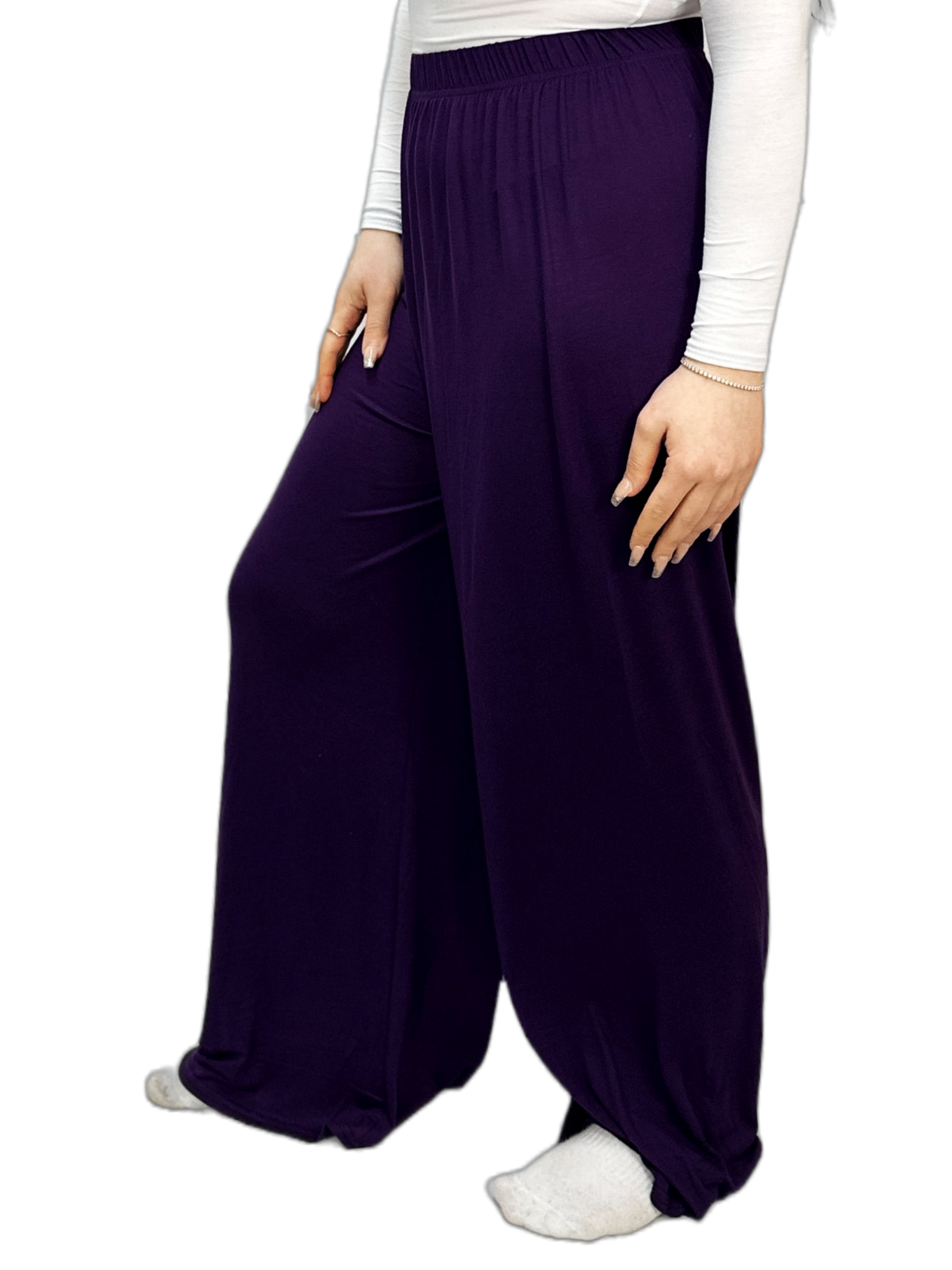 Womens Ladies Plus Size Plain Palazzo Wide Leg Flared Trousers Pants UK 8 TO 26